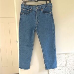 GAP Cheeky Straight High Rise Jeans Blue Wash Button Fly Women Size 29 8S